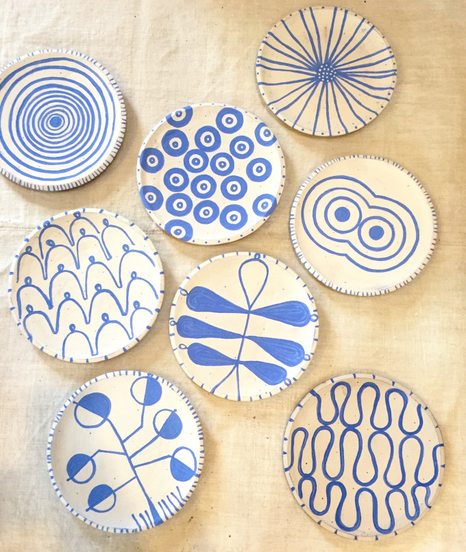 Know Her, Hand Built Ceramic Plates, in process